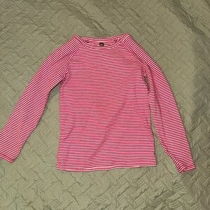 Tea Collection girl’s Striped Long Sleeve Tee - Pink & White size 6